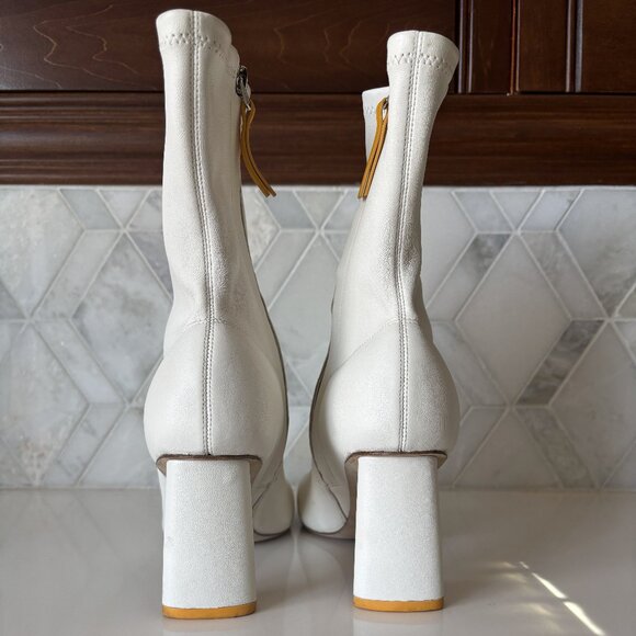 Oncept Size 8 Ankle Bootie Oval Heel Zipper White Orange Lyon Boot Square Toe - Picture 7 of 10